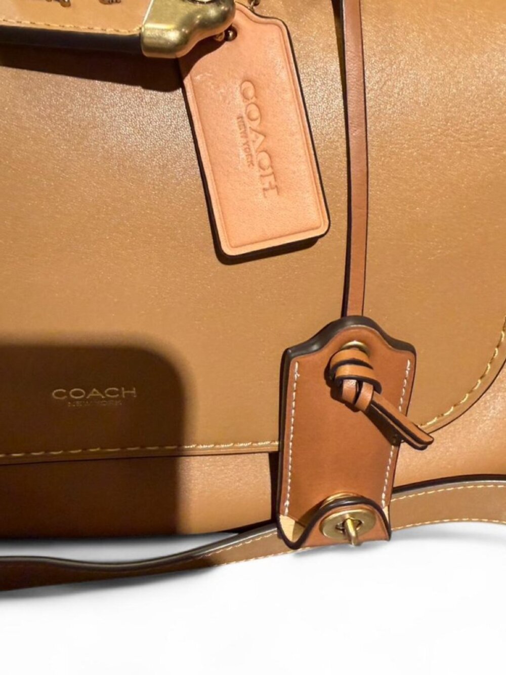 Coach Slouchy Rogue Top Handle in Honey Brown - Picture 8 of 8